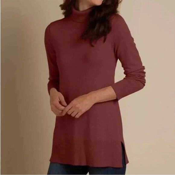 Soft Surroundings Burgundy Mock Neck Tunic - Picture 1 of 6
